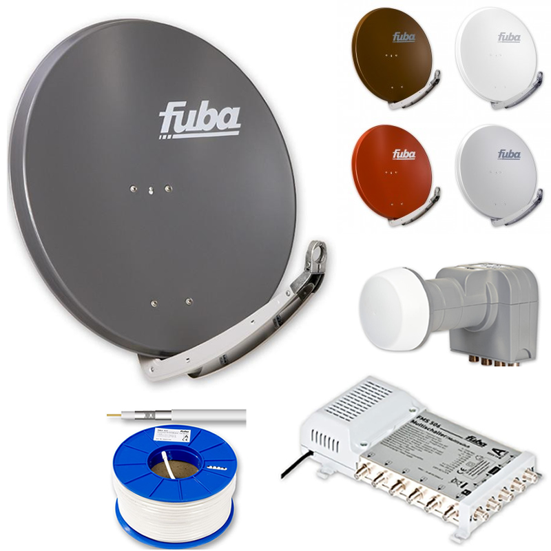 Fuba DAA 850 HD Sat Anlage - 6 Teilnehmer (FMS 506) - Sat Anlage bestehend aus Fuba DAA 850 in Ihrer Wunschfarbe + Fuba DEK 406 Quattro LNB + Fuba ...