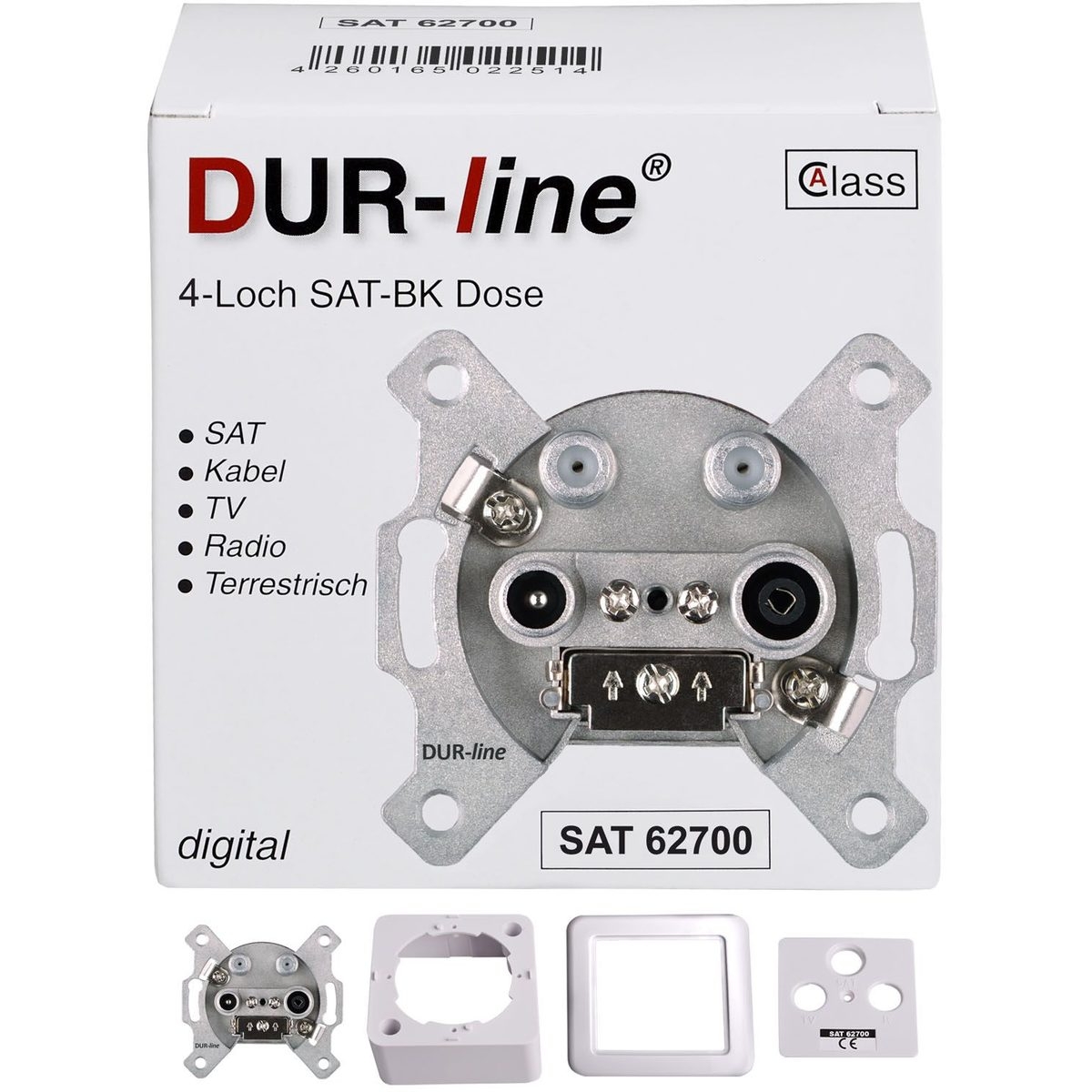 DURline SAT/BK AntennenSteckdose 4Loch Einzeldose
