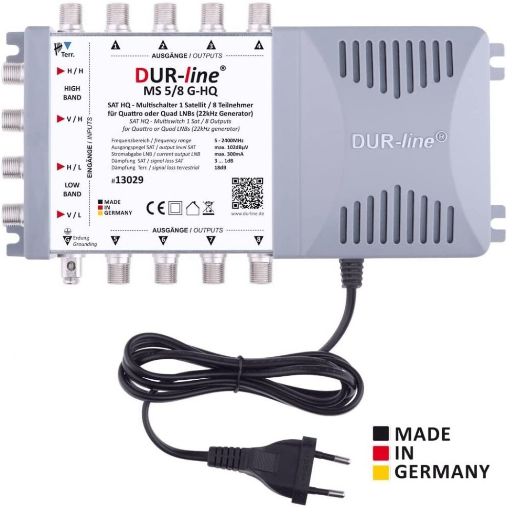 Dur Line Ms 5 8 G Hq Multischalter Anleitung DUR-line MS 5/8 G-HQ Sat Multischalter 8 Teilnehmer | stromsparendes