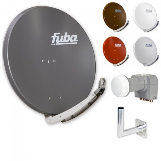 Fuba HDTV Sat-Anlage 4 Teilnehmer | Fuba DAA 850 Alu Sat-Antenne + DEK 417 LNB + Winkelwandhalter