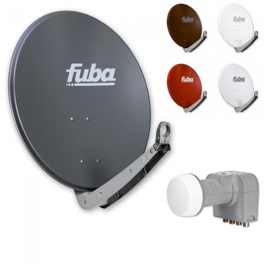Fuba Digital Sat Anlage 4 Teilnehmer | Fuba Komplettset - DAA 650 Sat-Schüssel 60x65cm Alu + Fuba DEK 417 Quad LNB 4 Teilnehmer (DVB-S2, HDTV, UHD 4K/8K, 3D) mit LTE-Störfilter