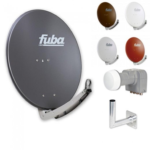 Fuba HDTV Sat-Anlage 4 Teilnehmer | Fuba DAA 780 Alu Sat-Antenne + DEK 417 LNB + Winkelwandhalter