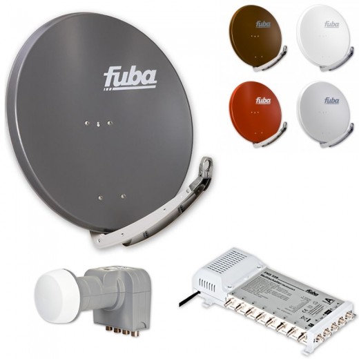 Fuba Digital Sat-Anlage 8 Teilnehmer | Sat Komplettset - Fuba DAA 850 Satellitenschüssel 85cm Alu + DEK 407 Quattro LNB + Fuba Multischalter 8 Teilnehmer (8K, 4K, UHD, HDTV und 3D-kompatibel)