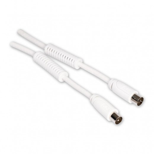 Fuba FIW 750 weißes Antennenkabel mit IEC-Stecker auf IEC-Kupplung 7,50m