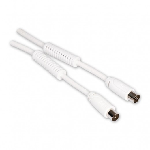 Fuba FIW 999 weißes Antennenkabel mit IEC-Stecker auf IEC-Kupplung 10,00m