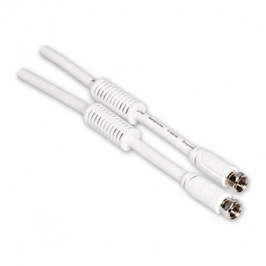 Fuba FFW 050 F-Anschlusskabel 0,5m weiß | 4-fach geschirmt mit Mantelstromfilter, SAT-Anschlusskabel, F-Stecker auf F-Stecker, Koaxialkabel