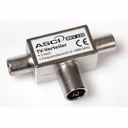 ASCI - BKV 220HQ, Steck-Verteiler TV 2-fach,Zink/Druckgußgehäuse