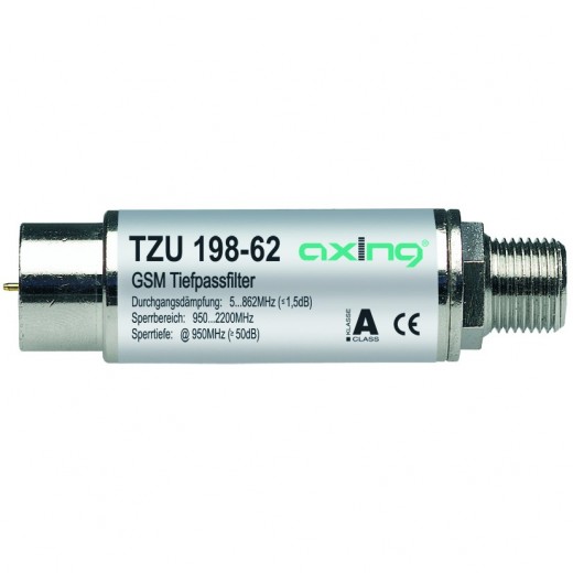 Axing TZU 198-62 DVB-T-Tiefpassfilter (5-862 MHz, F-Stecker - F-Buchse) 