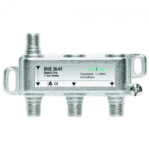 Axing BVE 30-01 3-Fach BK-Verteiler | 5-1000 MHz, für BK, DVB-T2 HD