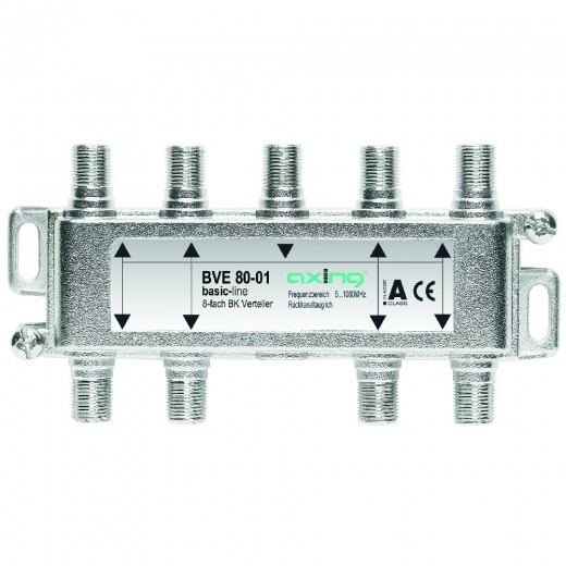 Axing BVE 80-01 8-Fach BK-Verteiler | 5-1000 MHz, für BK, DVB-T2 HD