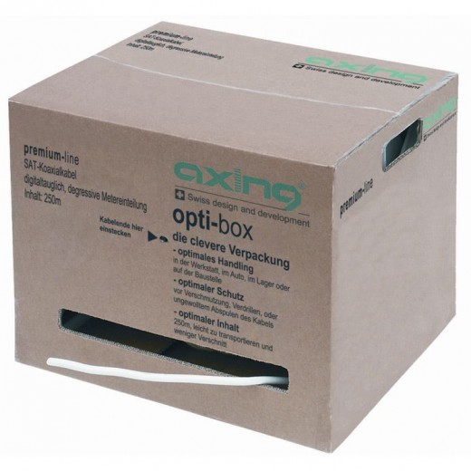 Axing SKB 395-04 Koaxialkabel | weiß, 250m optibox, 3-fach geschirmt