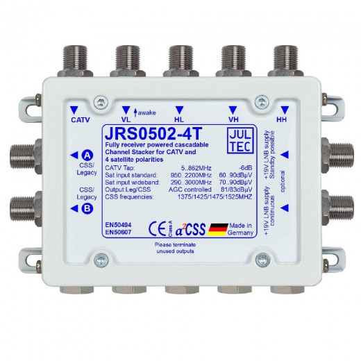 Jultec JRS0502-4T Einkabelumsetzer a²CSS konfigurierbar und stromsparend | 1 Satellit | bis zu 8 Teilnehmer | Endkaskade