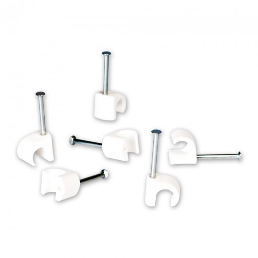 Fuba OKC 725 W Nagelschelle weiß für 7-10 mm Rundkabel mit 25-mm-Stahlnagel (100 Stück)