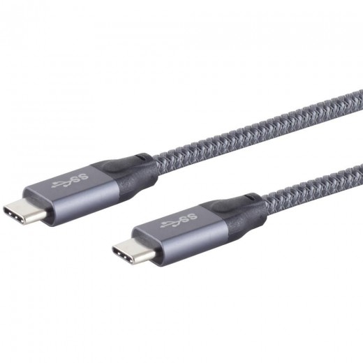 S-Impuls 13-47020 USB-C 4.0 Kabel 1m grau Gen 2x2, 20 Gbps, PD 100W, USB-C-Stecker, PET-Gefl