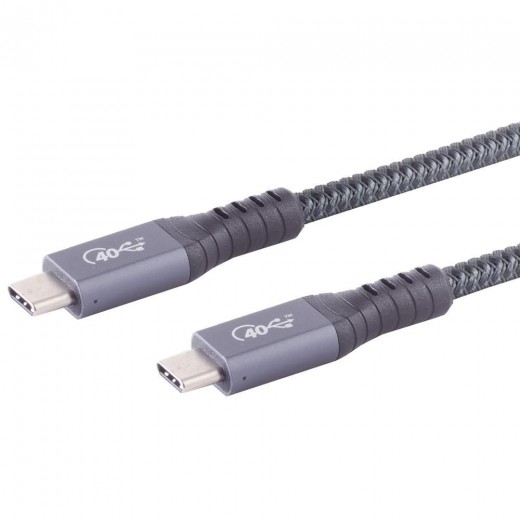 S-Impuls 13-65155 USB-C 4.0 Kabel 1,5m grau Gen 3x2, 40 Gbps, PD 100W, USB-C-Stecker, PET-Gefl
