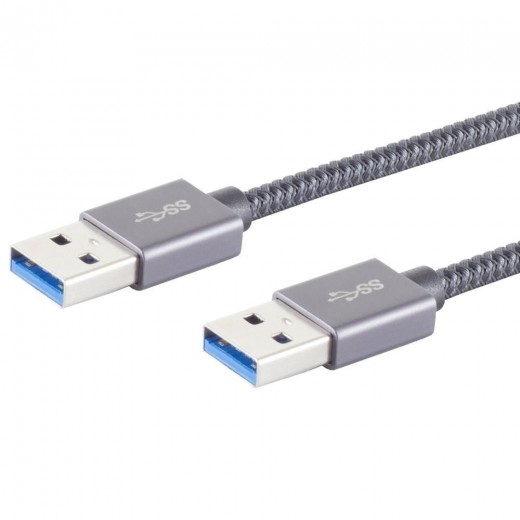 S-Impuls 13-37010 USB-A 3.2 Kabel 0,5m grau Gen 2x1, 10 Gbps, PD 15W, USB-A-Stecker, PET-Gefl.