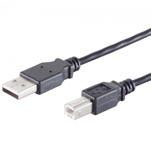 S-Impuls 13-23005 USB-A/B Adapterk. 0,25m schwarz USB 2.0, 480 Mbps, USB-A/B-Stecker, 2,5W