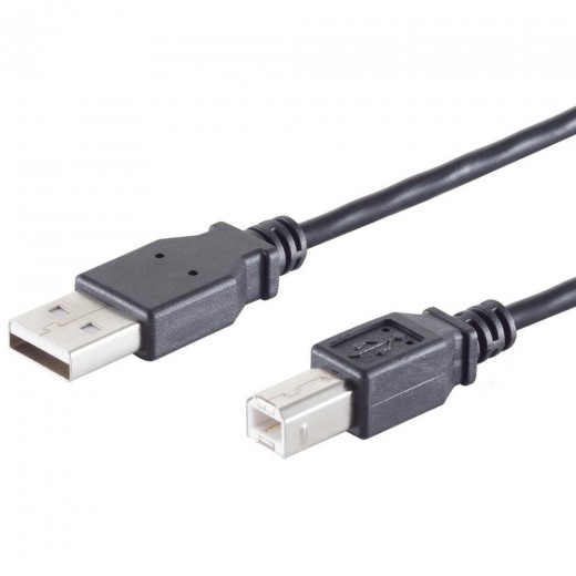 S-Impuls 13-23025 USB-A/B Adapterk. 1m schwarz USB 2.0, 480 Mbps, USB-A/B-Stecker, 2,5W