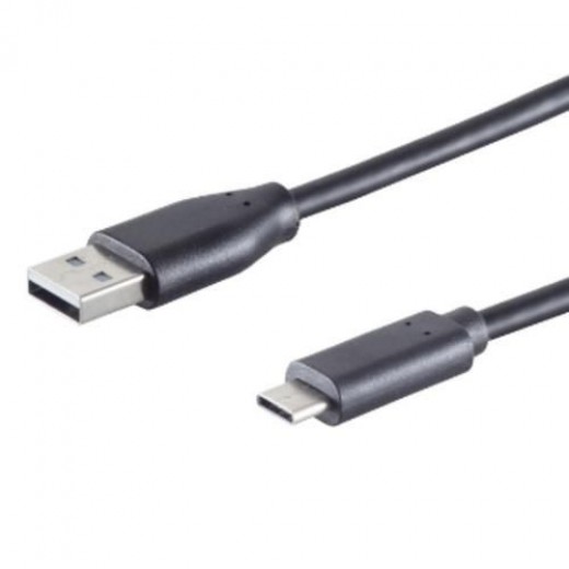 S-Impuls 77143-1.8 USB-A/C Adapterk. 1,8m schwarz USB 2.0, 480 Mbps, USB-A/C-Stecker, 2,5W