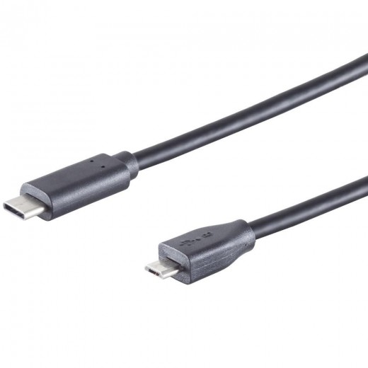 S-Impuls 77145-1.0 USB-C/Micro-USB-B Adapterk. 1m schwarz, USB 2.0, 480 Mbit/s, 2,5W