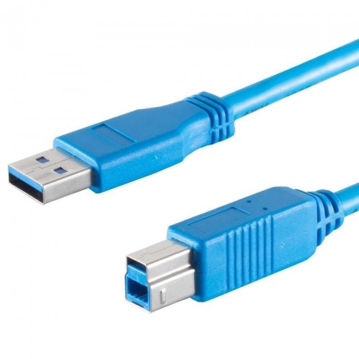 S-Impuls 77030 USB-A/B Adapterkabel 0,5m blau USB 3.2, Gen 1x1, 5 Gbps, USB-A/B-Stecker, 4,5W
