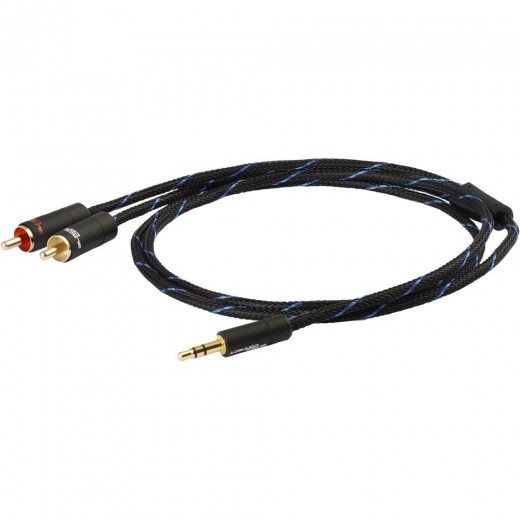 Black Connect Klinke/Cinch MKII Slim | 3,5mm Klinken St.- 2x Cinch St. 0,50m