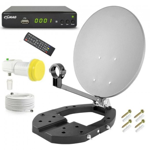 HDTV Camping Sat Anlage Comag Easyfind CD 08 | Camping-Set inkl. Sat Schüssel 40x35cm, Comag HD Sat Receiver, Easyfind LNB, Multifunktionshalterung