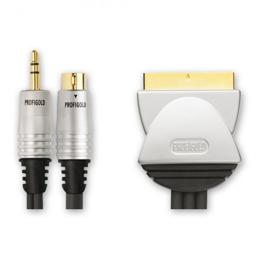 Profigold PGV 6705 S-VHS Kabel 5m | 3,5mm Klinke + S-VHS-Stecker auf Scart-Stecker
