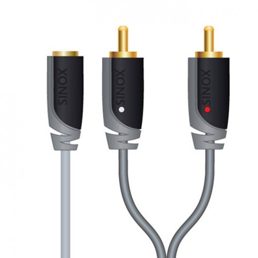 SinoxPlus SXA 3501 Audio 3,5mm Ku. stereo - 2x Cinch St.,1,00m