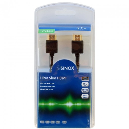 SinoxPlus SXV 1972 HSWE HDMI-Kabel ultraslim 2,0 m vergoldete Kontakte 3D-fähig
