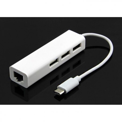 SinoxPlus SXI 46070 P I-Media USB-C St. - 3xUSB-A Ku.,2.0/1xRJ45 Ku.,0,15m,weiß