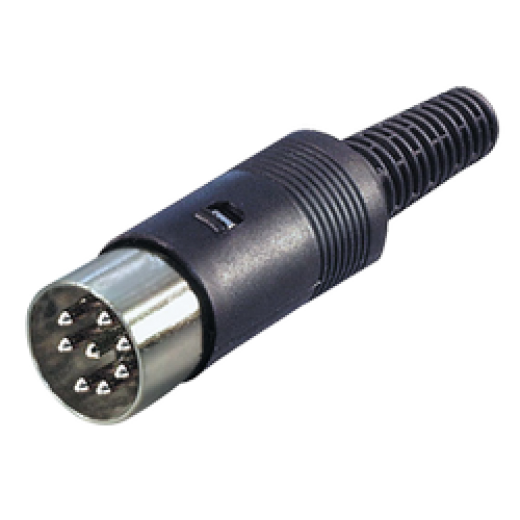 S8 8pol. DIN-Stecker Pinanordnung: 270°  DIN 41326, schwarz