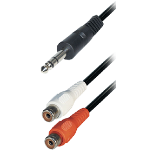 A50 Verbindungskabel 2x Cinchkupplung - Klinkenstecker 6,3 mm stereo, 0