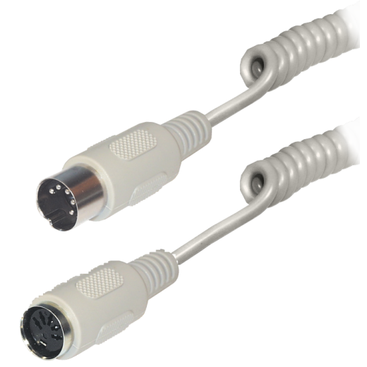 C49 Tastatur- und Maus-Kabel 5pol. DIN-Stecker auf 5pol. DIN-Kupplung, Spiralka