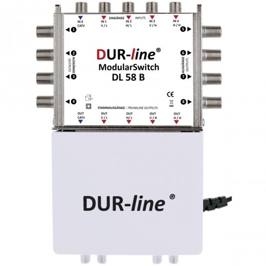 DUR-line DL58B Sat Multischalter 8 Teilnehmer Grundgerät Modulsystem | erweiterbar bis 48 Teilnehmer (HDTV-, 3D, HD+-, 4K, UHD und Sky-tauglich)