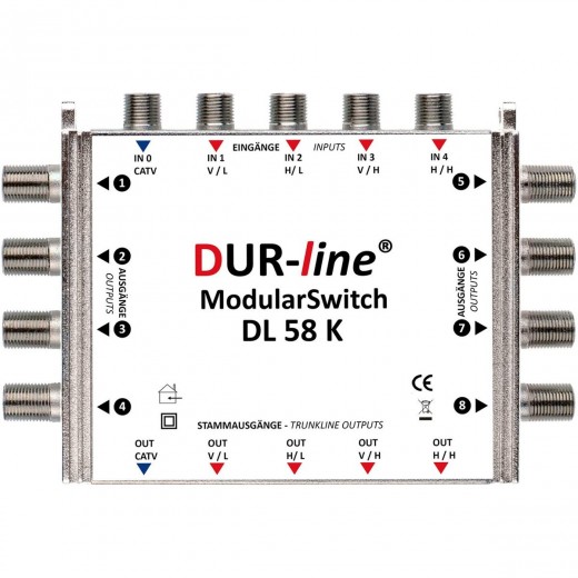 DUR-line DL58K Multischalter Kaskade 8 Teilnehmer | Modulsystem 8 Teilnehmer-Erweiterung für DUR-line DL 58 B (HDTV, 3D, UHD, 4K/8K-tauglich)