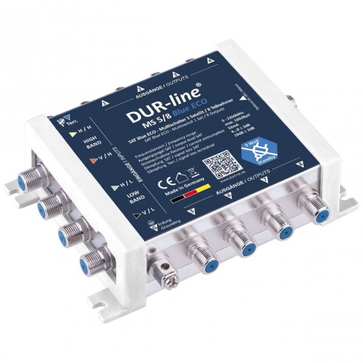 DUR-line MS 5/8 blue eco Stromspar Sat Multischalter 8 Teilnehmer ohne Netzteil