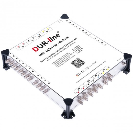 DUR-line MSK 13/24 HQ Sat Multischalter Kaskade 24 Teilnehmer | 3 Satelliten, HDTV-, 4K-, 3D-tauglich