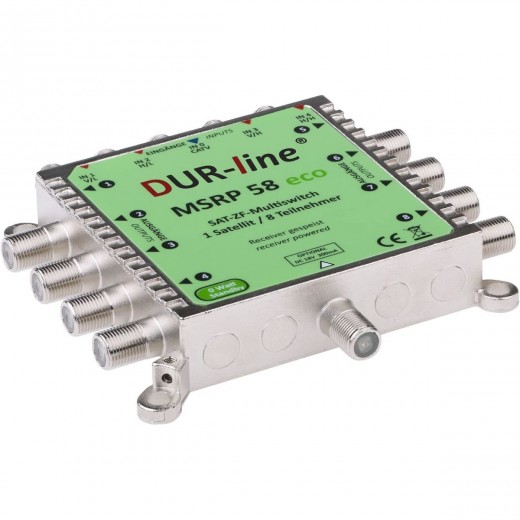 DUR-line MSRP 5/8 eco - Multischalter 8 Teilnehmer ohne Netzteil | geringe Stromaufnahme (0 Watt Standby), Quattro- und Quad-LNB tauglich (Digital, HDTV, FullHD, 4K, UHD)