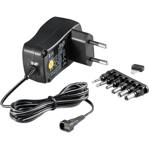 Goobay 67950 Universal Netzteil 3-12V - 7,2W - 600mA | inkl. 6 DC-Adaptersteckern, schwarz
