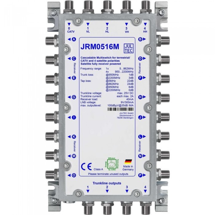 Sat Multischalter 1 Eingang 4 Ausgänge Jultec JRM 0516M Sat Multischalter 16 Teilnehmer | 1 Satellit