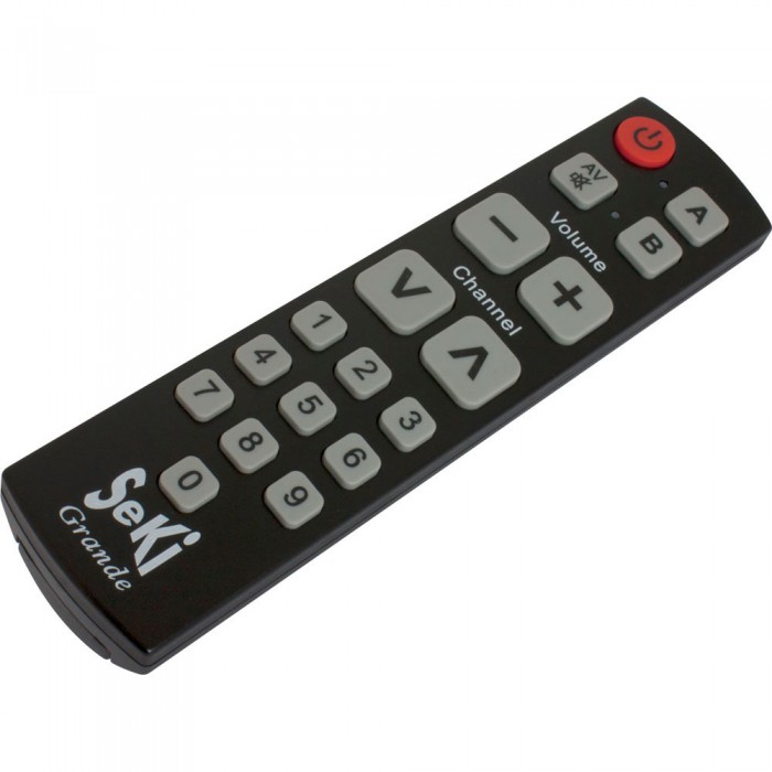 Seki Grande Schwarz Lernfähige Universal Infrarot Fernbedienung | 18  Tasten, 2 Ebenen, 2 Geräte, Für Tv-
