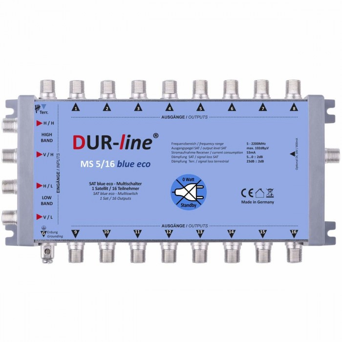 Multischalter f/ür 16 Teilnehmer 0 Watt Standby Multiswitch Geringe Stromaufnahme DUR-line MSRP 5//16 eco Digital, HDTV, FullHD, 4K, UHD