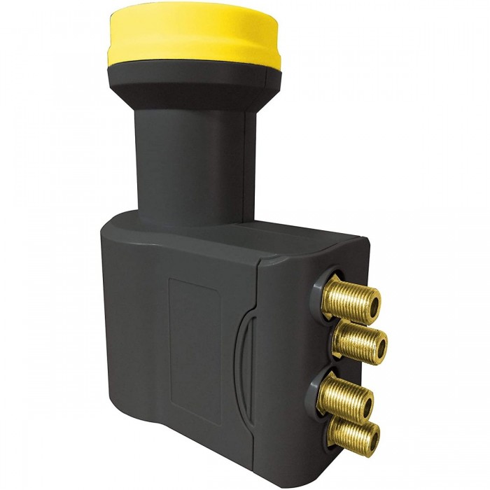 Humax LNB 106 Gold Quattro – 0,1 DB Ruisgetal, 40 Mm Opname, Vergulde F-aansluitingen – Voor Schotelontvangst, 5 Jaar Garantie, Uitstekende Ontvangst