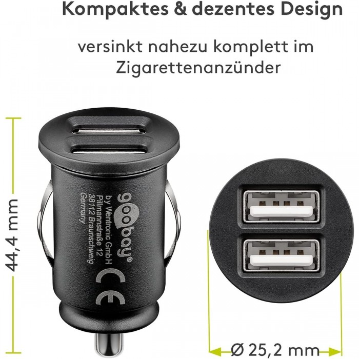 Doppel-Steckdose 12V 24V Zigarettenanzünder USB 2x Verteiler Auto Strom- Adapter