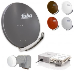 Fuba 8 Teilnehmer Set  - Satelliten Komplettanlage Fuba DAA 850 Alu Satellitenschüssel 85cm + DEK 407 Quattro LNB + FMG 508 Multischalter 8 Teilnehmer, erweiterbar bis 48 Teilnehmer (HDTV, UHD 4K/8K)  
