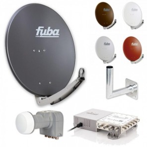 Fuba 8 Teilnehmer Set  - Satelliten Komplettanlage Fuba DAA 780 Alu Satellitenschüssel 80cm + DEK 407 Quattro LNB + FMG 508 Multischalter 8 Teilnehmer + Wandhalter, erweiterbar bis 48 Teilnehmer (HDTV, UHD 4K/8K)  
