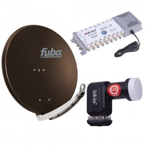 Digital Sat Anlage 16 Teilnehmer | Fuba DAA 850 B Sat-Schüssel 85cm Alu braun + DUR-line +Ultra Quattro LNB + DUR-line MS 5/16 G-HQ Sat Multischalter 16 Teilnehmer (DVB-S2, HDTV, UHD/4K, 3D)