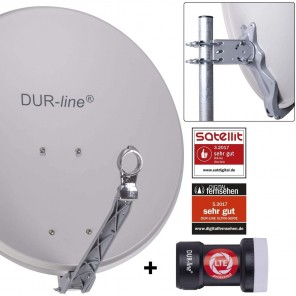 DUR-line 1-Teilnehmer Sat-Anlage | Set bestehend aus DUR-line Select 60/65 G hellgrau + DUR-line +Ultra Single LNB