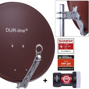 DUR-line 1-Teilnehmer Sat-Anlage | Set bestehend aus DUR-line Select 60/65 R ziegelrot + DUR-line +Ultra Single LNB